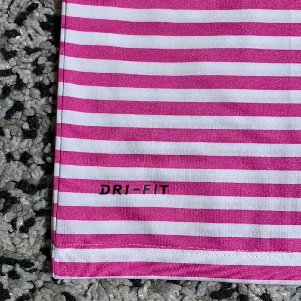 Nike Pink and White Striped Polo Shirt